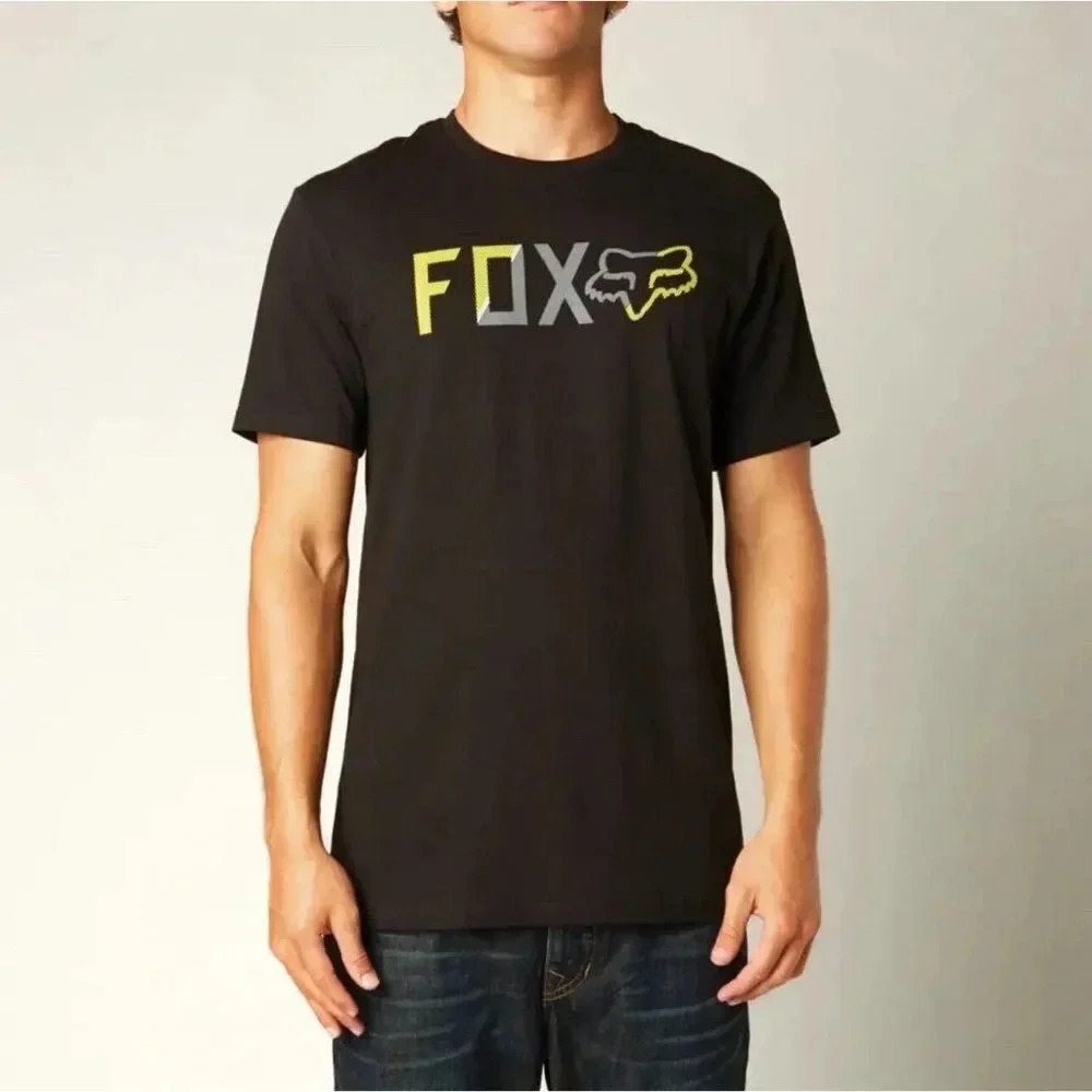 Fox Head Logo Rivet Premium Short Sleeve Tee T-Shirt Black Men's Small NEW